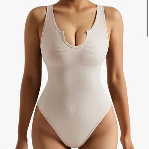 SUUKSESS Women Notch Neck Ribbed Seamless Bodysuit